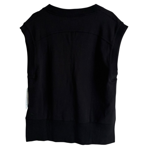Athleta Retroterry V-Neck Sweatshirt Tee Sleeveless Black Medium - Picture 4 of 16
